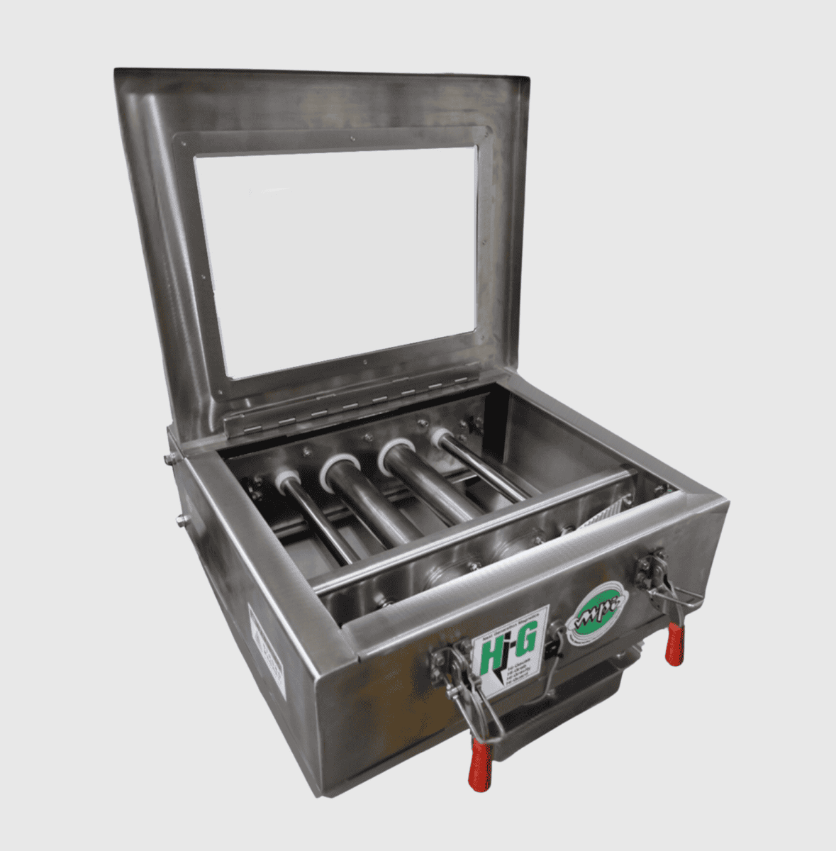 Manual Clean Drawer Magnet Installed in Series of 5 in Food Manufacturing Plant