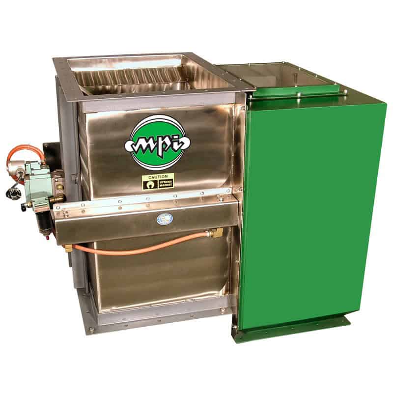 MPI’s exclusive Automated Self-Clean Free-Flow Cylinder Magnets are designed to capture both large and small tramp metal from high volume, vertical gravity-fed product streams.