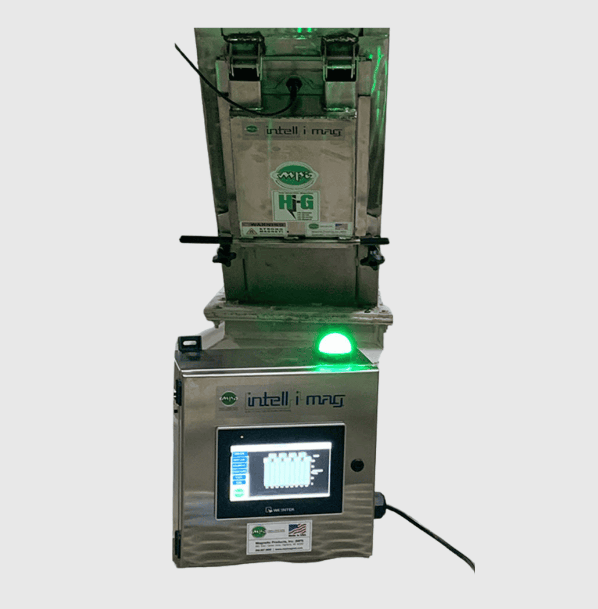 Quick-Clean Inline Plate Magnet with Intell-I-Mag® for Vertical Transfer of Bulk Dry Powder