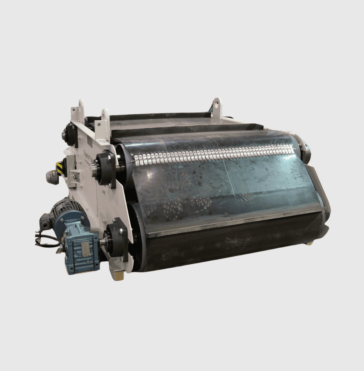 Self-Clean Suspended Electromagnet Specified for Concrete Production to Remove Rebar, Tools, or Scrap Metal from Input Materials