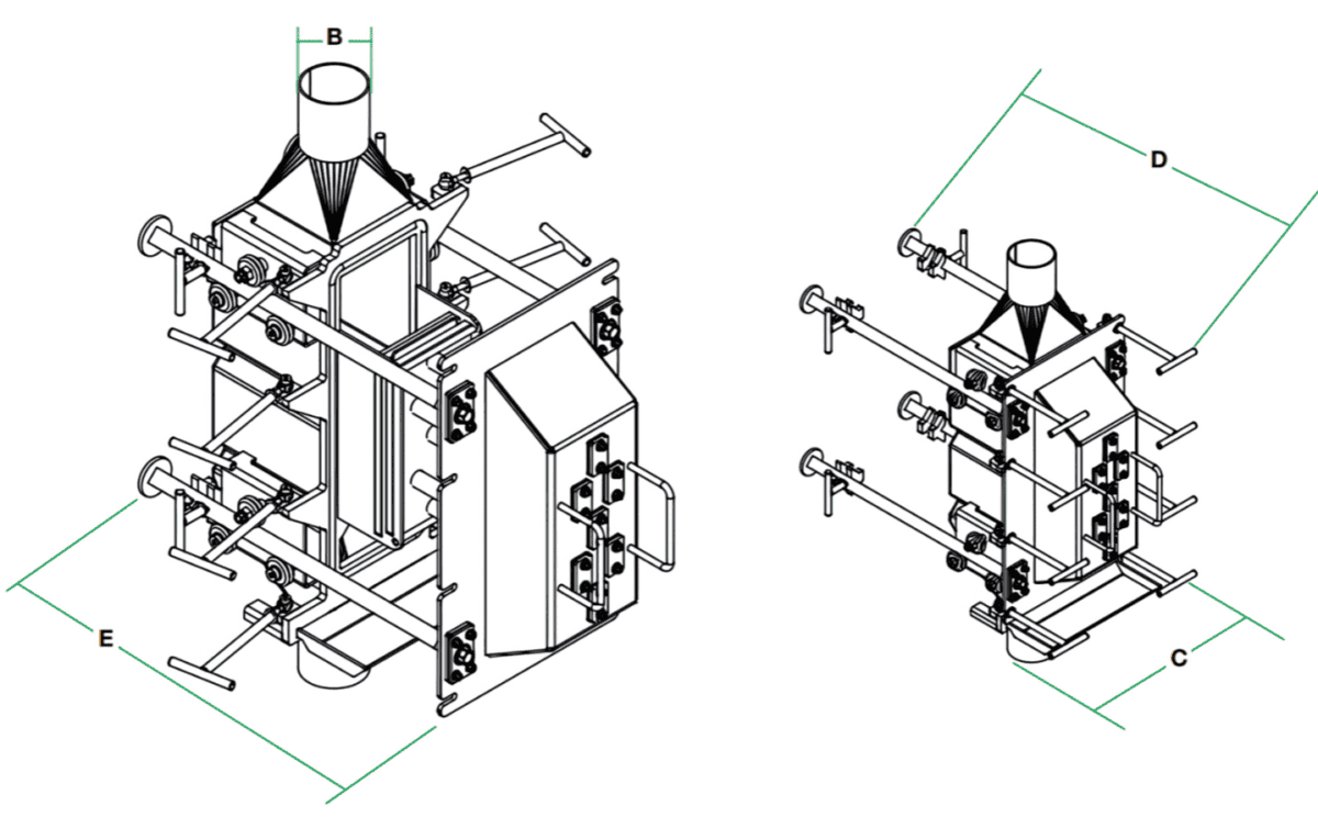 Inline Pneumatic Drawer Magnet Specification Drawing