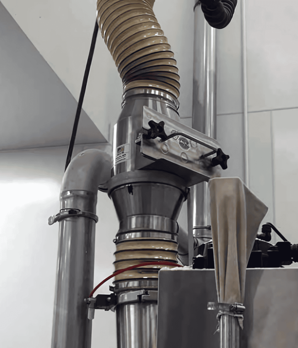 MPI installed round spout drawer magnet with flex pipe